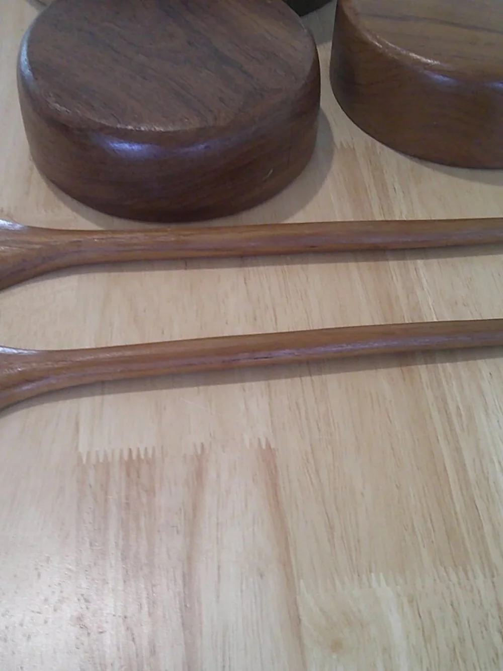 Vintage Teak Wood salad bowl set. (MCM) styling